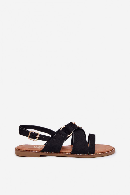 Damensandalen mit breiten Absätzen Ze goldene Farbemi Stollen schZuarze Farbe Zanira