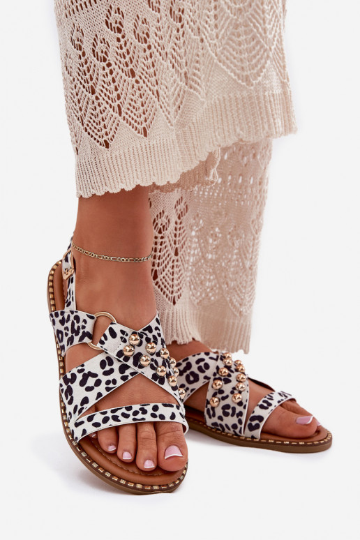 Damensandalen mit breiten Absätzen Ze goldene Farbemi Stollen INeiß-schZuarze Farbe Zanira