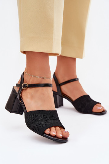 Damen-Sandalen mit Säulenabsätzen in Schwarz Sarena