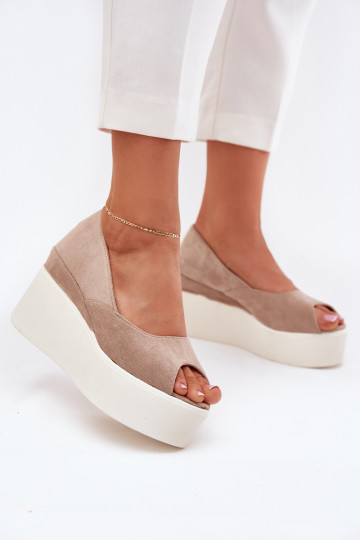 Damensandalen Auf einem Keil und Plattform Beige Felyra 2