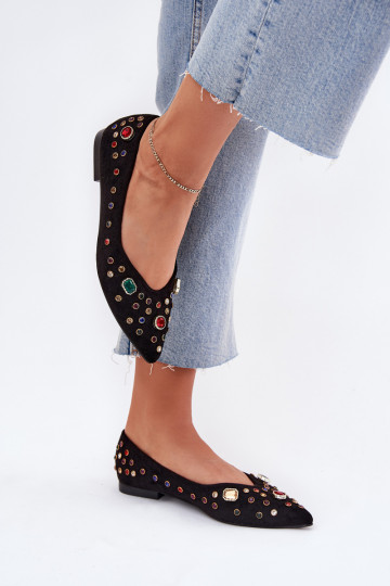 Ballerinas Feminin Dekoriert Kryształkami schZuarze Farbe Valena 2