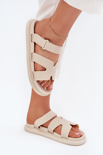 Gummi Damenhausschuhe mit Riemen Beige Tavirae