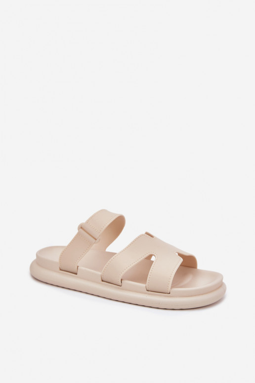 Gummi Damenhausschuhe mit Riemen Beige Tavirae