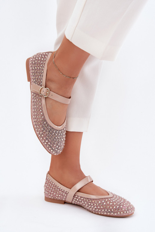 Dekoriert Ballerinas Feminin mit Riemen I mit Schnallen Beige Avirae Dekoriert Ballerinas Feminin mit Riemen I mit Schnallen Beige Avirae