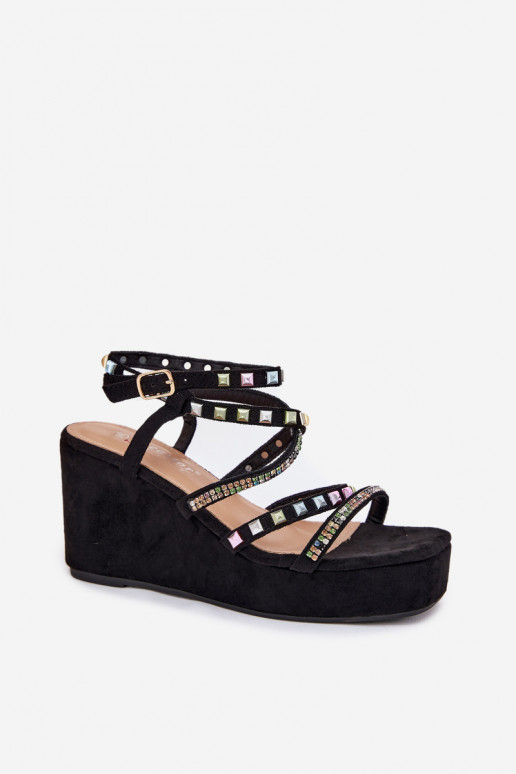 Damensandalen Auf einem Keil Mit Dekoration Zu Paskach schZuarze Farbe Lunara Damensandalen Auf einem Keil Mit Dekoration Zu Paskach schZuarze Farbe Lunara