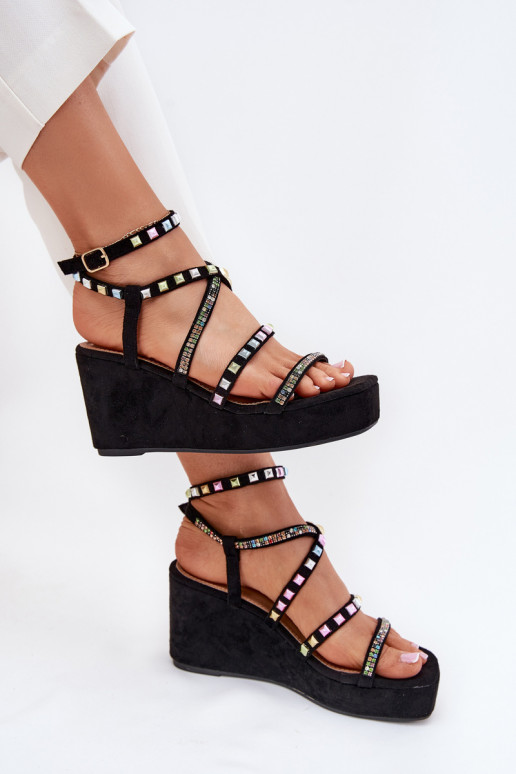 Damensandalen Auf einem Keil Mit Dekoration Zu Paskach schZuarze Farbe Lunara Damensandalen Auf einem Keil Mit Dekoration Zu Paskach schZuarze Farbe Lunara