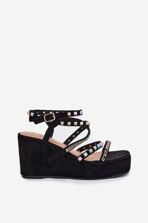 Damensandalen Auf einem Keil Mit Dekoration Zu Paskach schZuarze Farbe Lunara Damensandalen Auf einem Keil Mit Dekoration Zu Paskach schZuarze Farbe Lunara