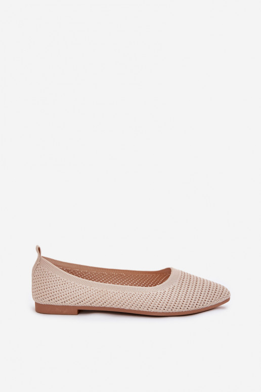 Netz Ballerinas aus Stoff Feminin Beige Sarina
