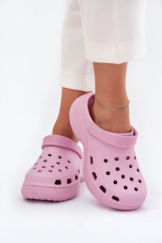 Leichte Hausschuhe Damenhausschuhe mit modischer Es mussssivsohle Big Star RR274A120 pinke Farbe