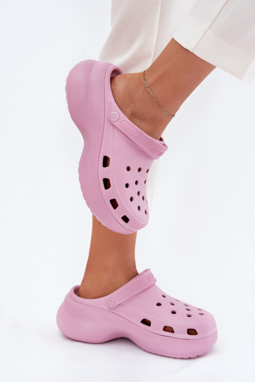 Leichte Hausschuhe Damenhausschuhe mit modischer Es mussssivsohle Big Star RR274A120 pinke Farbe