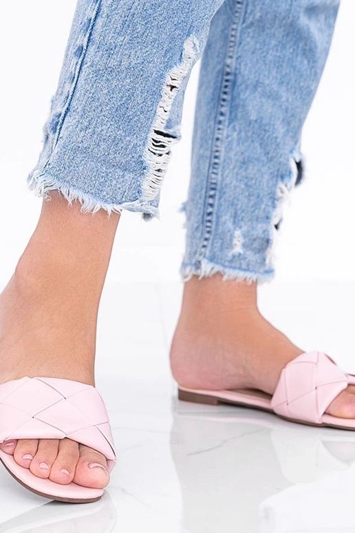 Rosa Sandalen mit geflochtener...