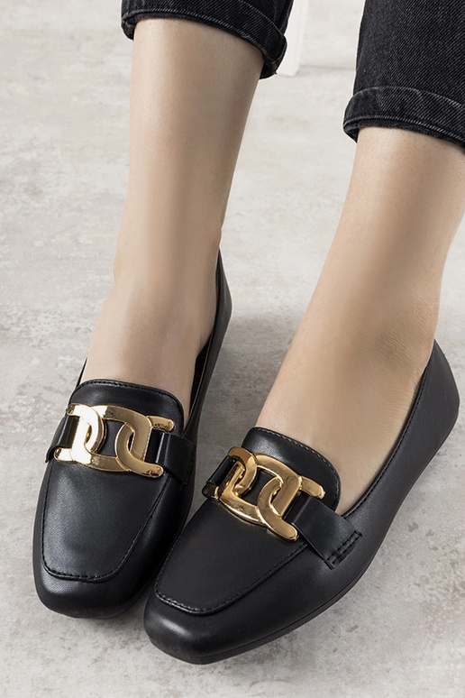 Schwarze Mokassins mit goldenen...