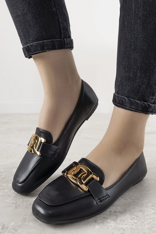 Schwarze Mokassins mit goldenen...