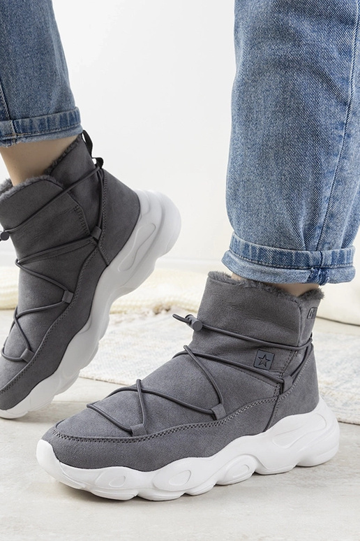 Graue stilvolle Damenwinterstiefel,...