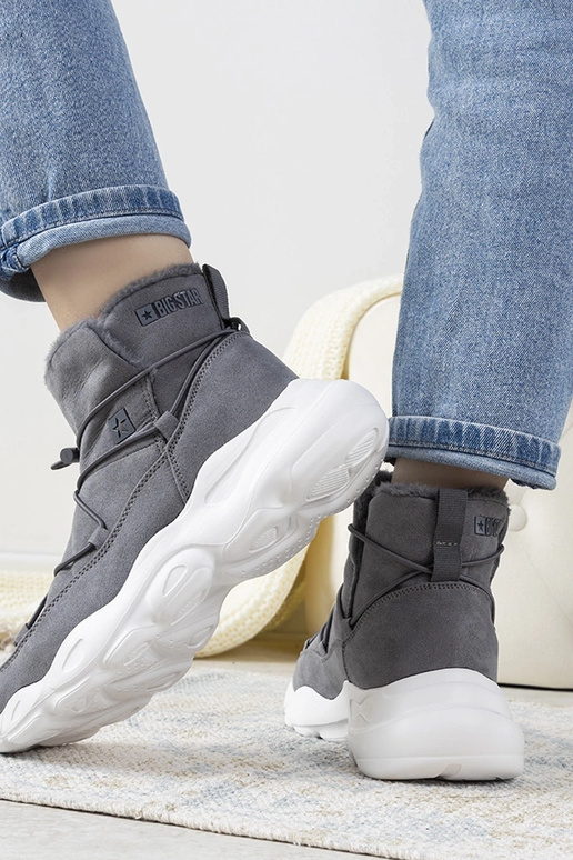 Graue stilvolle Damenwinterstiefel,...