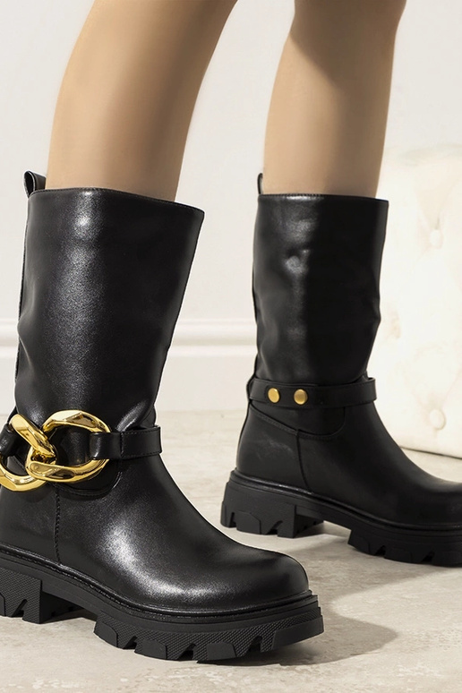 Schwarze isolierte Stiefeletten mit...