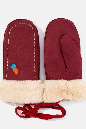 Burgunderrote Karottenhandschuhe für Kinder