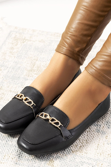 Schwarze Loafer „Milder“ mit quadratischer Zehenpartie