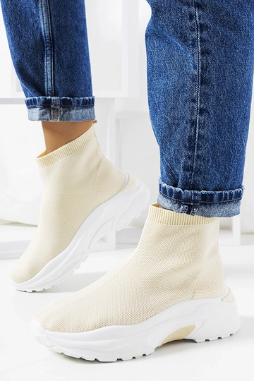 Sandfarbene hohe Sportschuhe, „Melissa"
