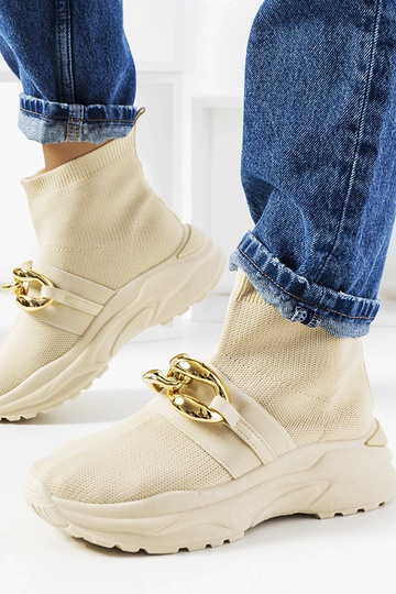 Beige High-Top-Sneakers...