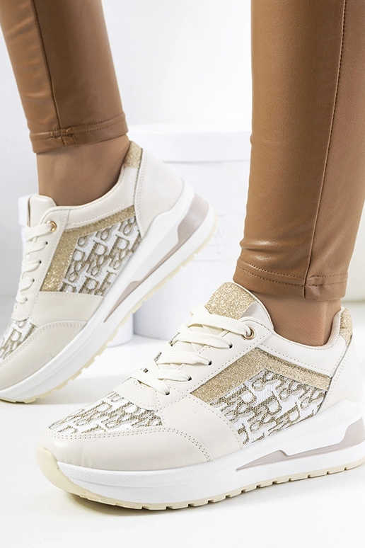 Beige Sportschuhe Sneaker mit dicker...