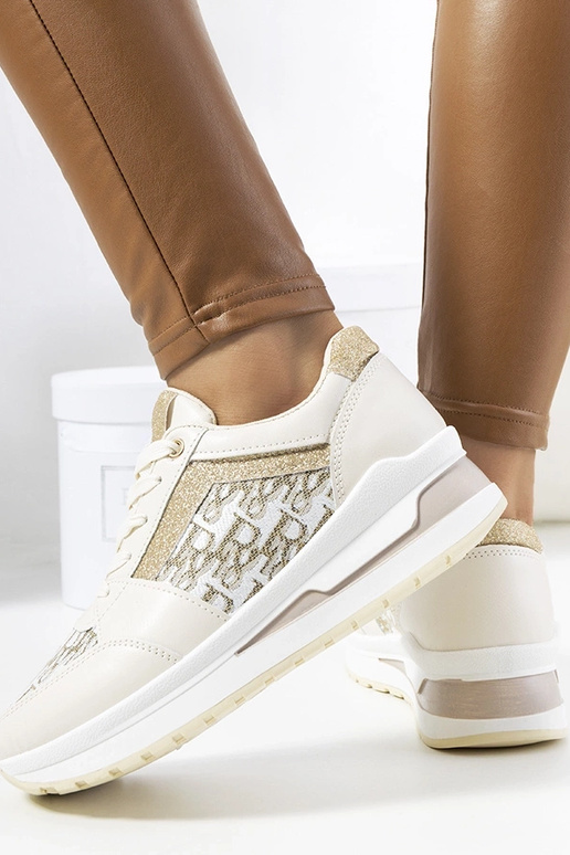 Beige Sportschuhe Sneaker mit dicker...