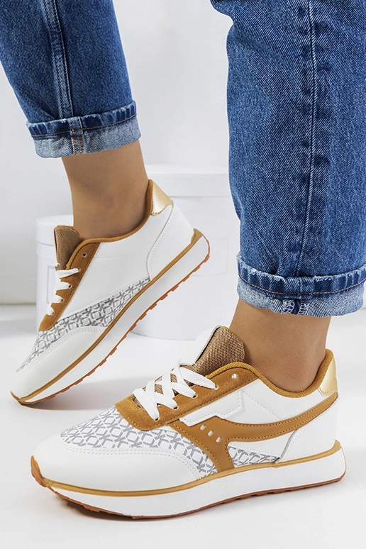 Chiara weiße und braune Damen-Sneaker