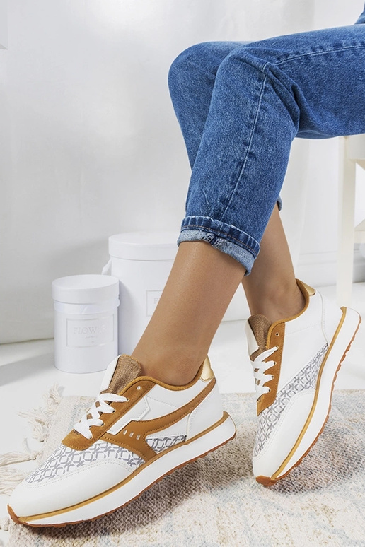 Chiara weiße und braune Damen-Sneaker