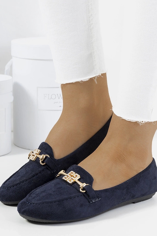 Dunkelblaue Mokassins mit Schnalle,...