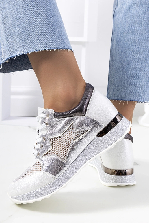 Weiße Metallic-Schnürsneaker Torres...