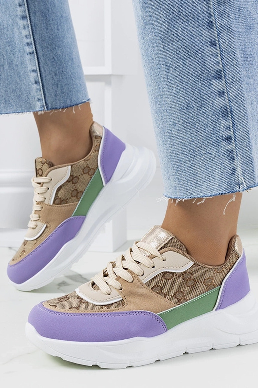 Beige und lila Elyne Damen-Sneaker