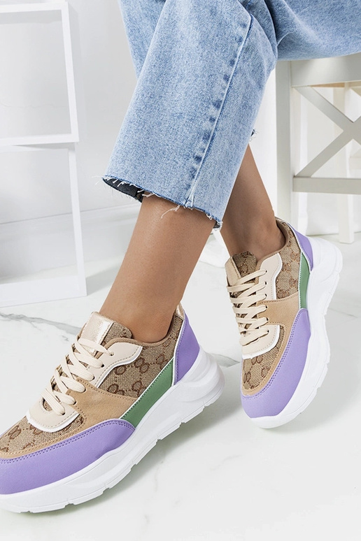 Beige und lila Elyne Damen-Sneaker