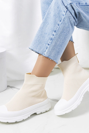 Beige High-Top-Sneakers von Miki‘s
