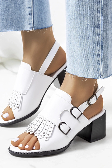 Weiße Ledersandalen mit Obermaterial Zand