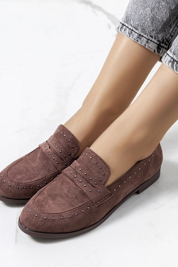 Ishana Loafer aus braunem Leder mit Nieten