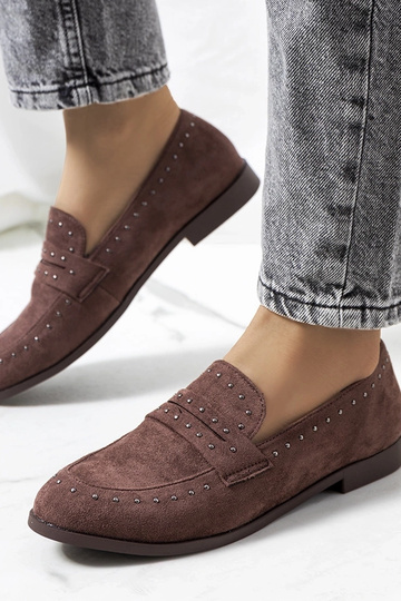 Ishana Loafer aus braunem Leder mit Nieten 2