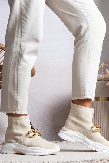 Taryn Beige Sneaker mit Kette