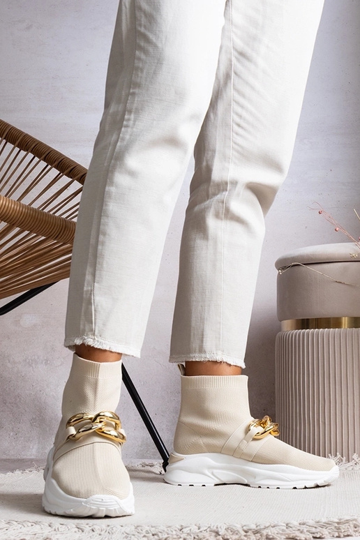 Taryn Beige Sneaker mit Kette