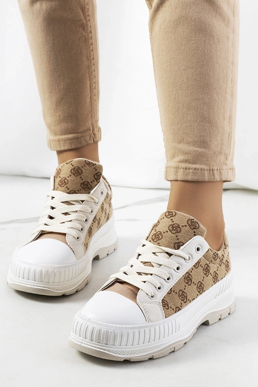 Beige Meliko Plateau-Sneakers