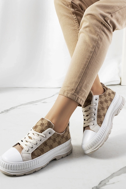 Beige Meliko Plateau-Sneakers