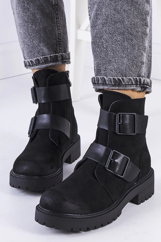 Schwarze Kunstvelours-Stiefel Leurbost