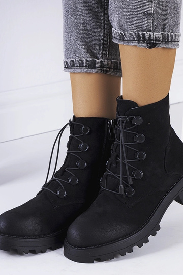 Schwarze Kunstvelours-Stiefel Cesterfield