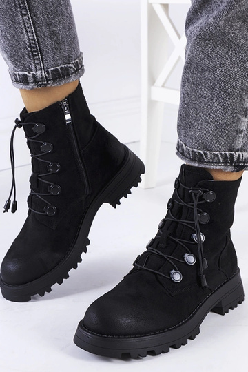 Schwarze Kunstvelours-Stiefel Cesterfield 2
