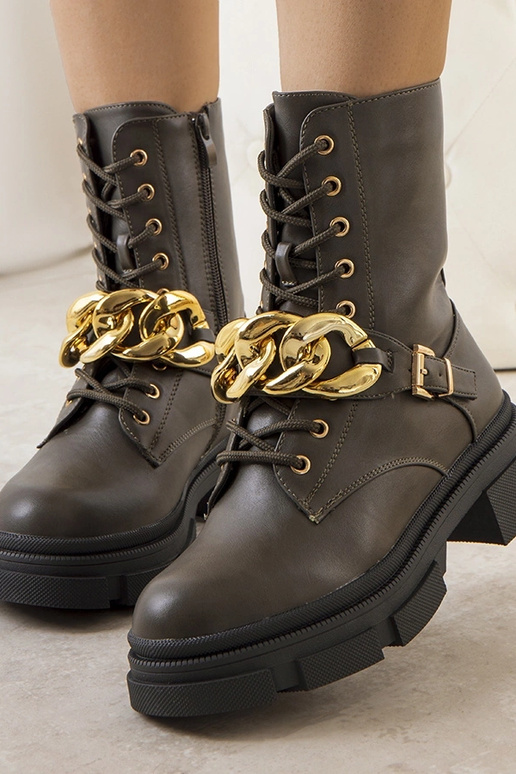 Grüne Wanderstiefel „Iversen“ mit Kette