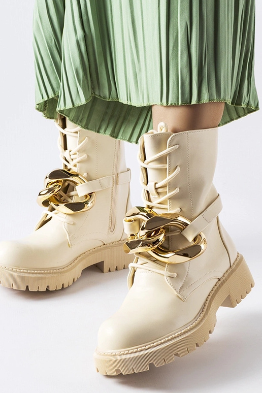Beige Galar-Stiefel mit Kette