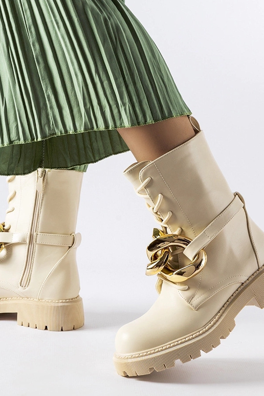 Beige Galar-Stiefel mit Kette