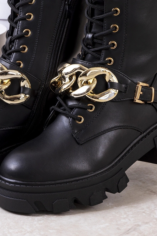 Schwarze Laboy-Stiefeletten mit Kette