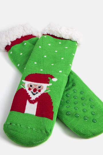 Grüne Winterstrümpfe mit Weihnachtsmann, „Challi" 2