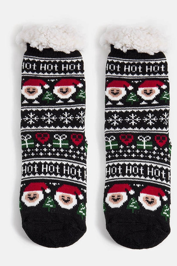 Schwarze isolierte Socken mit Weihnachtsmann-Challi