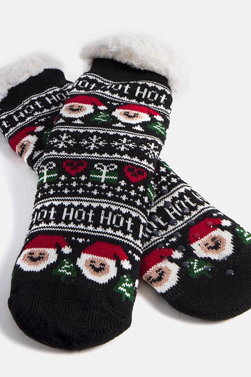 Schwarze isolierte Socken mit Weihnachtsmann-Challi 2